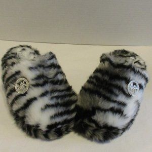 Michael Kors Woman Size 8 Black White Faux Fur Slide On Slippers